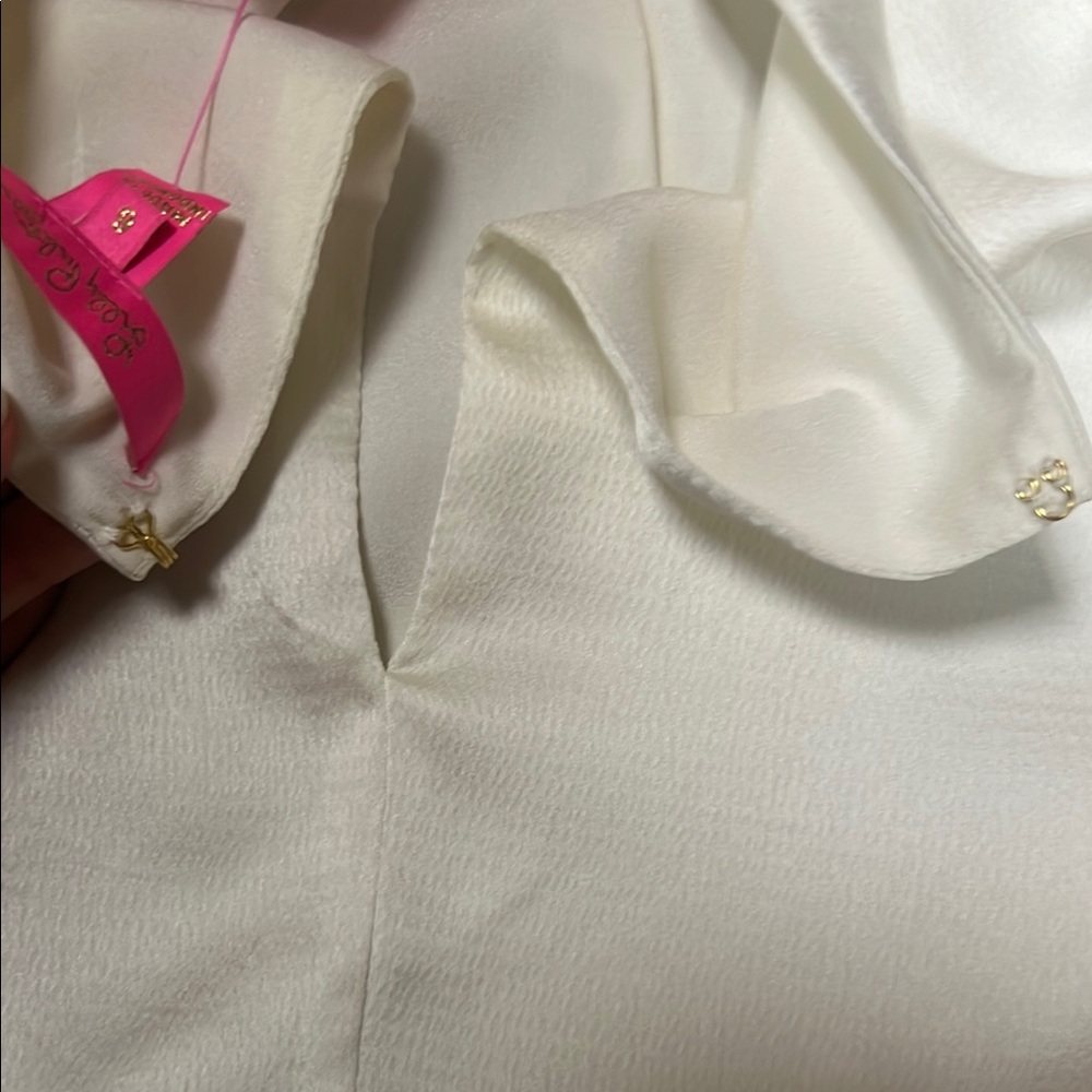 Lilly Pulitzer White Peplum Blouse with Puff Sleeves - Picture 6 of 6